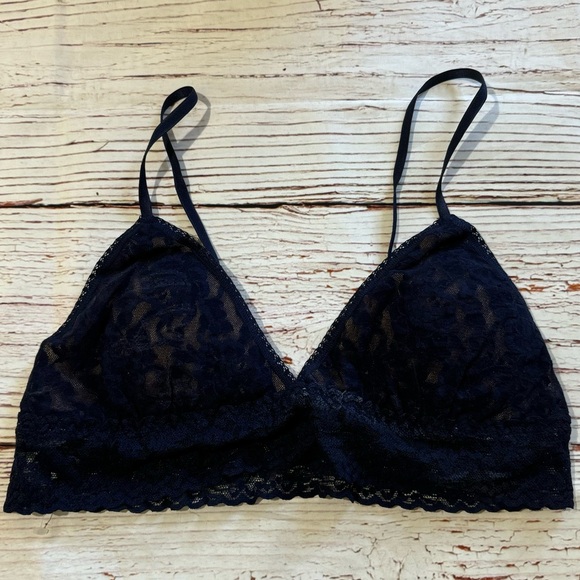 Hanky Panky Signature Lace Padded Bralette in Navy Sz L New - Picture 4 of 9